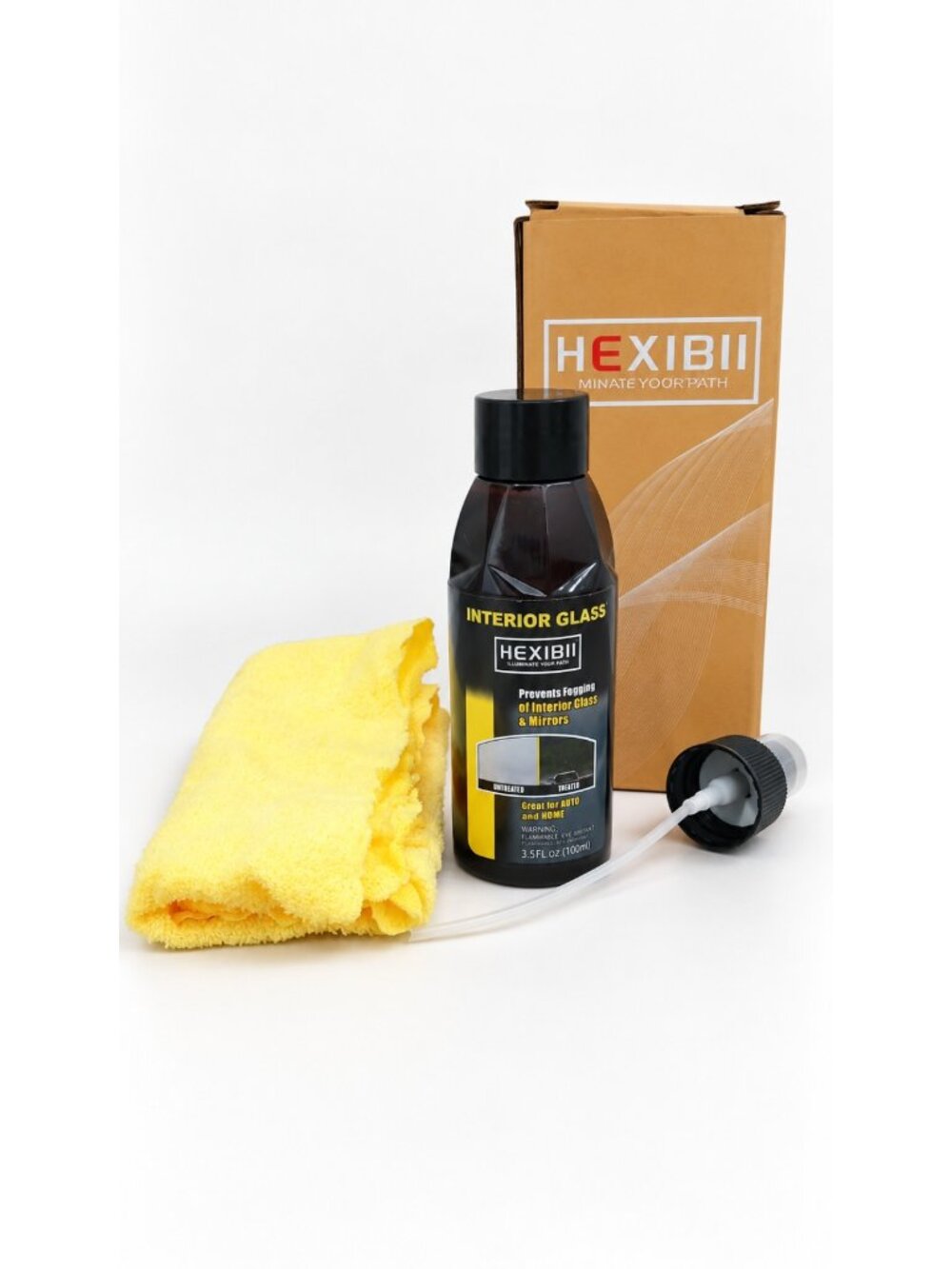 HEXIBII Interior Glass Anti Fog Treatment 100mL Car Windshield Mirror Defogger